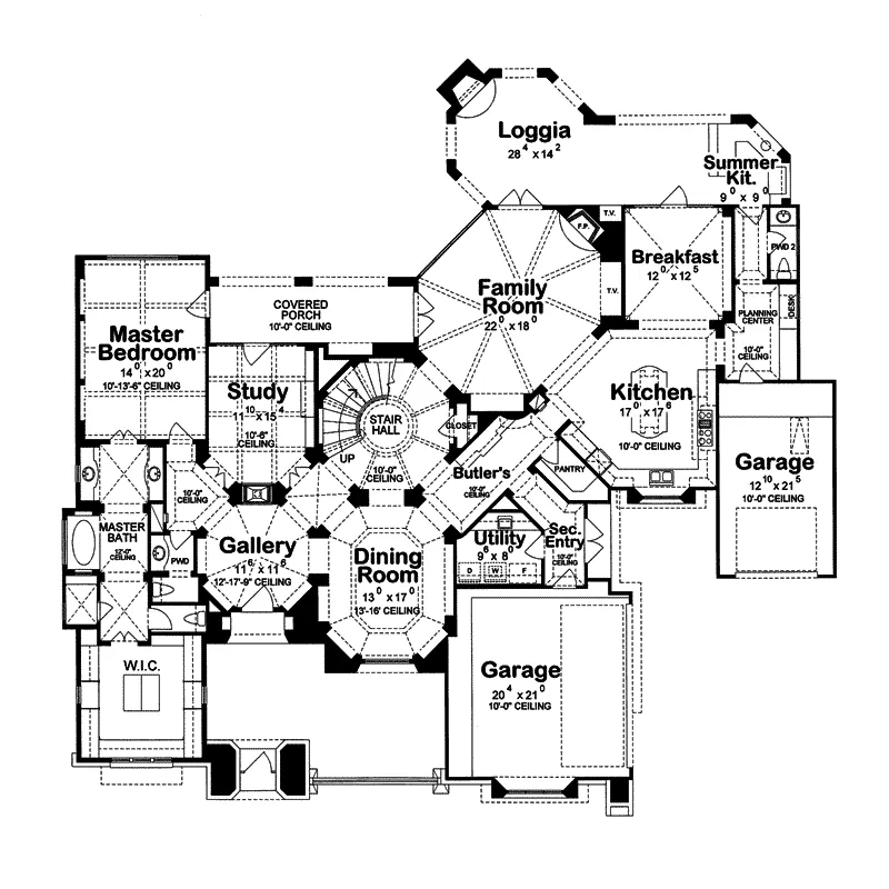 Craftsman House Plan First Floor - Dixmont Luxury European Home 026S-0020 - Search House Plans and More