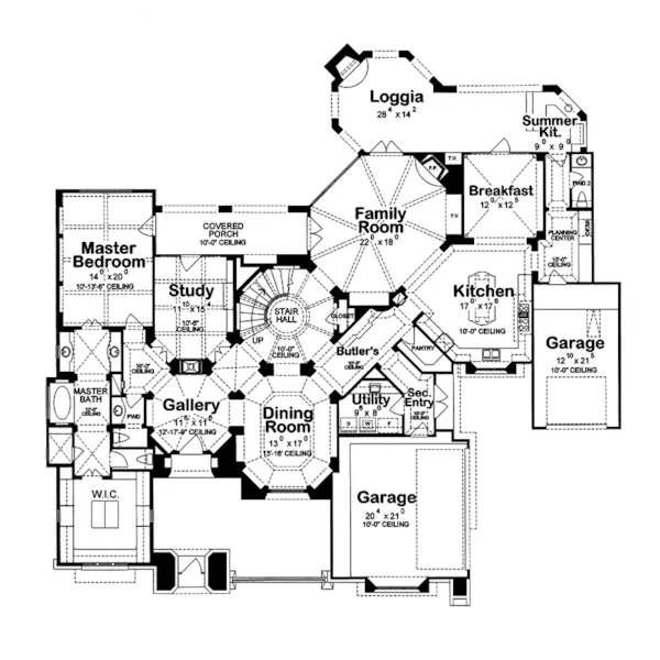 Arts & Crafts House Plan First Floor - Dixmont Luxury European Home 026S-0020 - Search House Plans and More