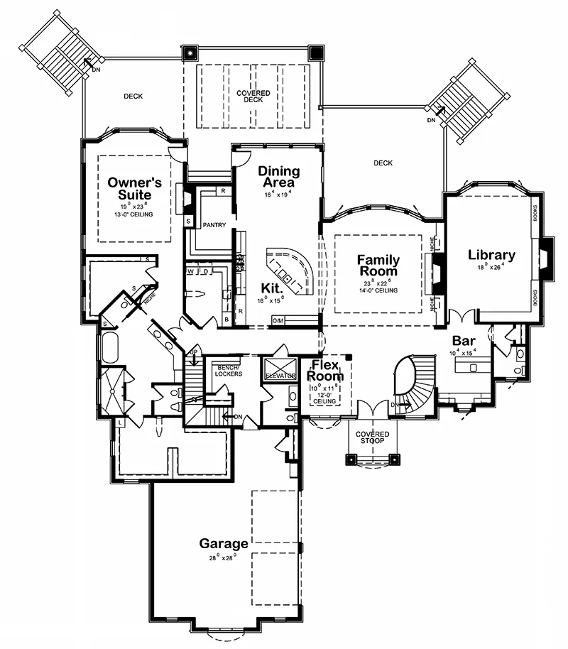 Craftsman House Plan First Floor - Mary Clayre Creek Luxury Home 026D-0021 | House Plans and More