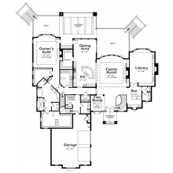 Craftsman House Plan First Floor - Mary Clayre Creek Luxury Home 026D-0021 | House Plans and More