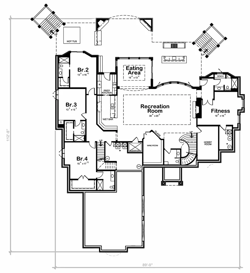 Craftsman House Plan Lower Level Floor - Mary Clayre Creek Luxury Home 026D-0021 | House Plans and More