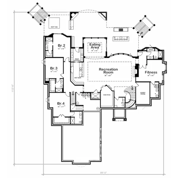 Craftsman House Plan Lower Level Floor - Mary Clayre Creek Luxury Home 026D-0021 | House Plans and More