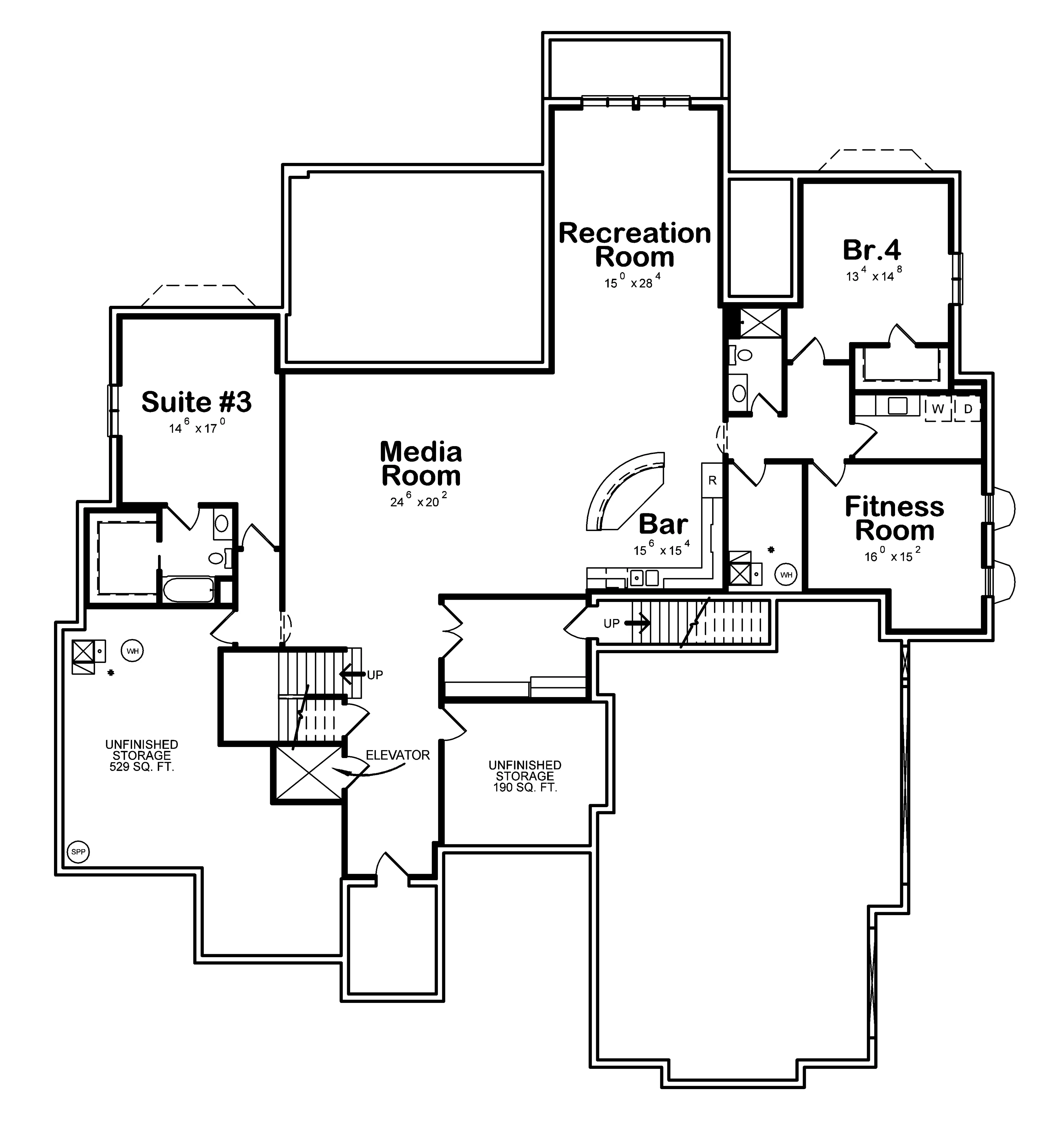Craftsman House Plan Lower Level Floor - 026S-0022 | House Plans and More