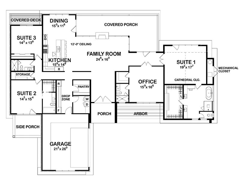 Modern House Plan First Floor - 026S-0023 | House Plans and More