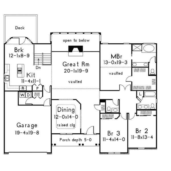 Traditional House Plan First Floor - Hanna Park Ranch Home 027D-0002 - Search House Plans and More