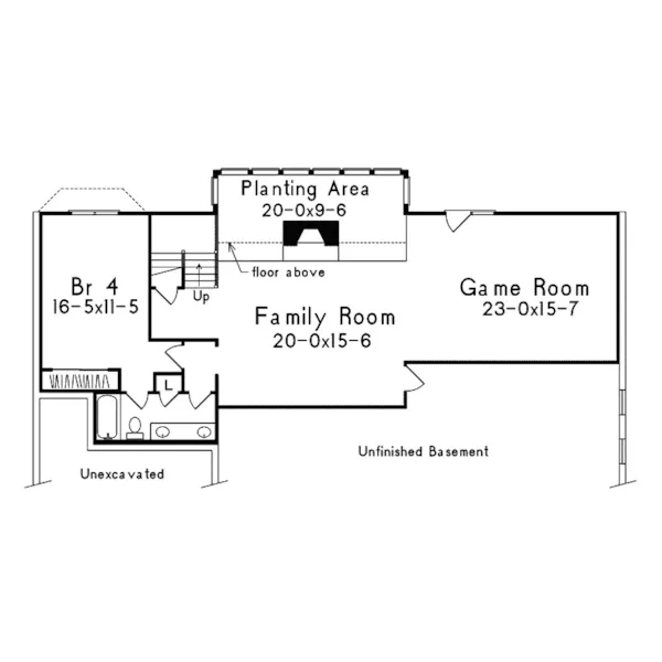 Traditional House Plan Lower Level Floor - Hanna Park Ranch Home 027D-0002 - Search House Plans and More