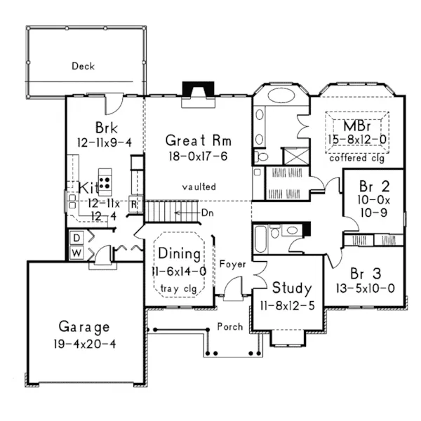 Traditional House Plan First Floor - Questover Traditional Home 027D-0003 - Shop House Plans and More