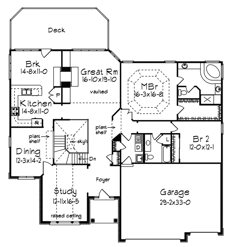 Ranch House Plan First Floor - Donovan Ranch Home 027D-0008 - Search House Plans and More