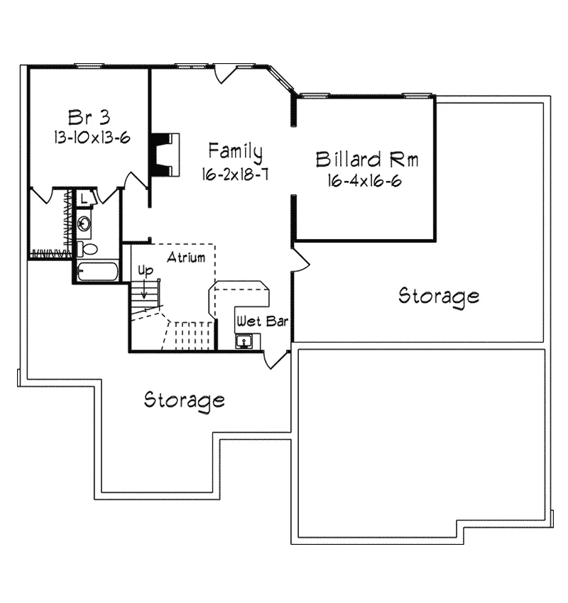 Ranch House Plan Lower Level Floor - Donovan Ranch Home 027D-0008 - Search House Plans and More