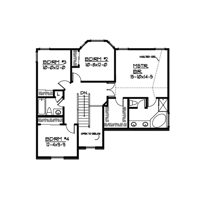 Neoclassical House Plan Second Floor - Mulberry Narrow Lot Home 027D-0010 - Shop House Plans and More