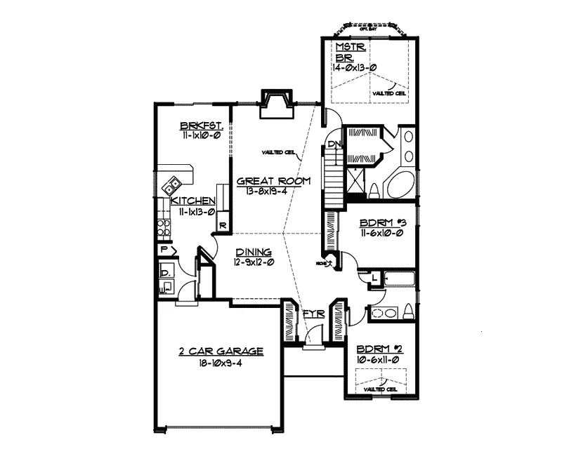 European House Plan First Floor - Cardville Ranch Home 027D-0013 - Search House Plans and More