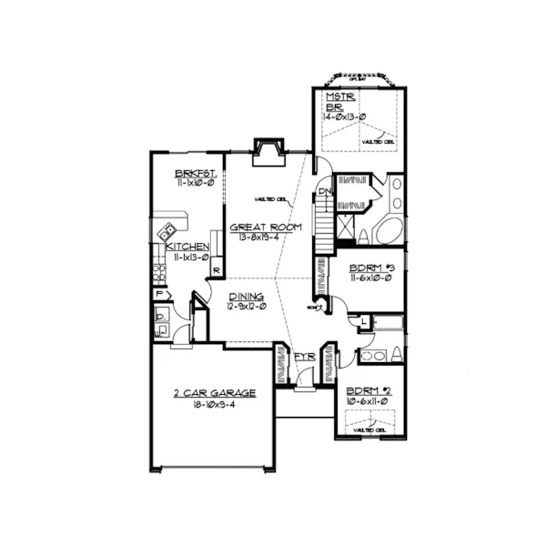 Ranch House Plan First Floor - Cardville Ranch Home 027D-0013 - Search House Plans and More