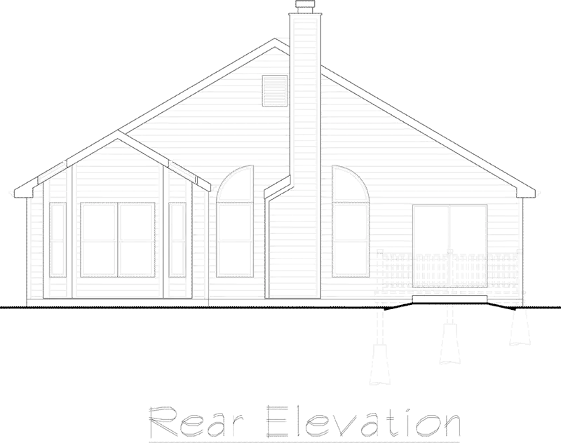 Traditional House Plan Rear Elevation - Cardville Ranch Home 027D-0013 - Search House Plans and More