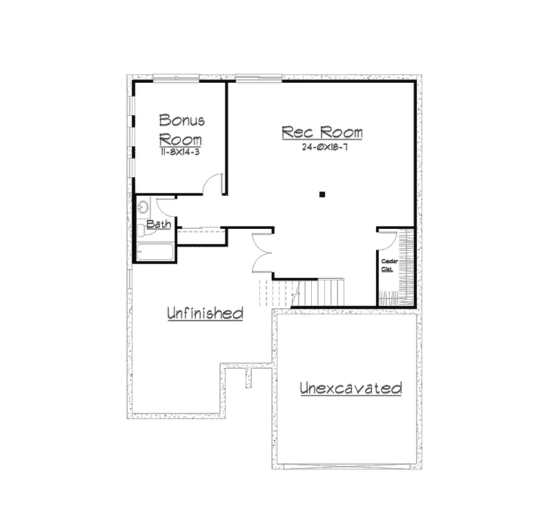 Traditional House Plan Lower Level Floor - Vicsford Bluff Tudor Home 027D-0018 - Shop House Plans and More