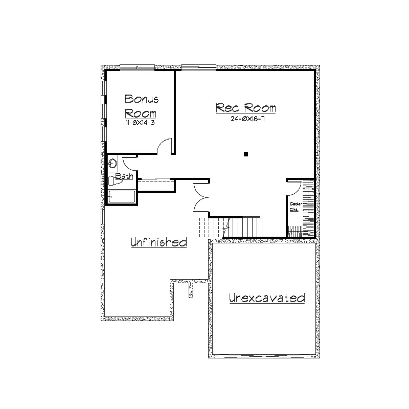 Sunbelt House Plan Lower Level Floor - Hermann Traditional Ranch Home 027D-0019 - Search House Plans and More