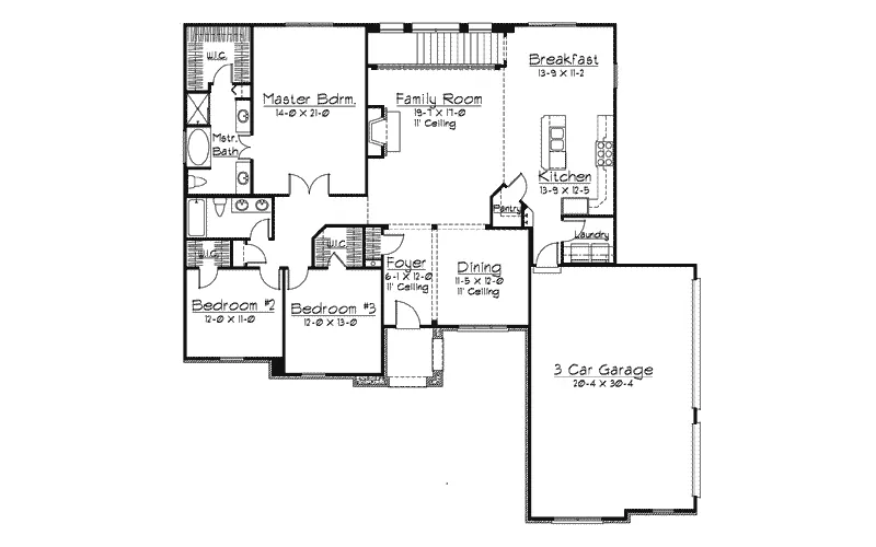 Ranch House Plan First Floor - Elvin Tudor Ranch Home 027D-0022 - Search House Plans and More