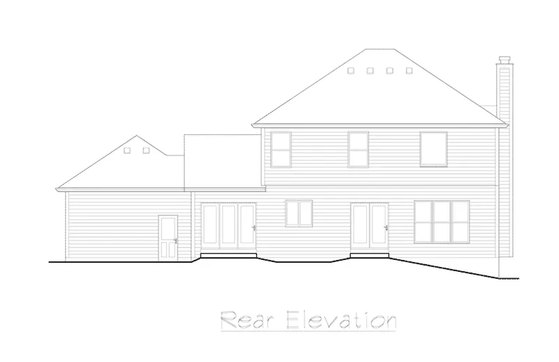 Traditional House Plan Rear Elevation - McKinley Georgian Style Home 027D-0023 - Shop House Plans and More