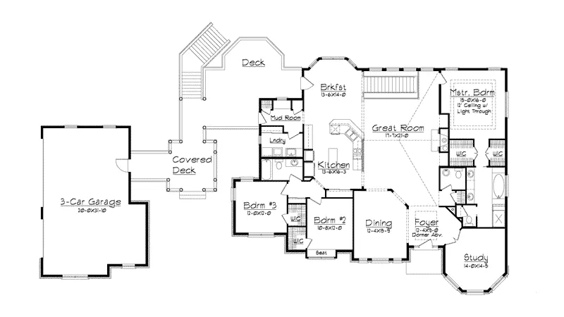 Ranch House Plan First Floor - Bathpage Country French Home 027S-0002 - Search House Plans and More