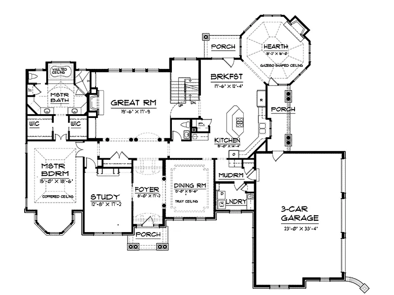 Tudor House Plan First Floor - Oak Leaf Manor Luxury Home 027S-0003 - Shop House Plans and More