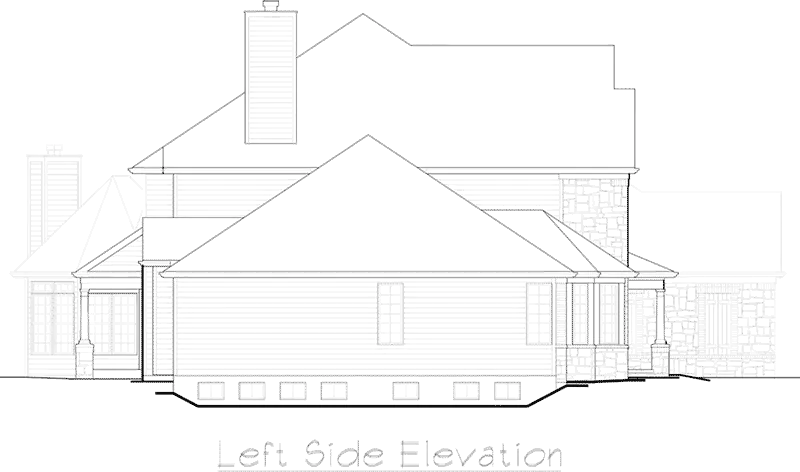 Country French House Plan Left Elevation - Oak Leaf Manor Luxury Home 027S-0003 - Shop House Plans and More