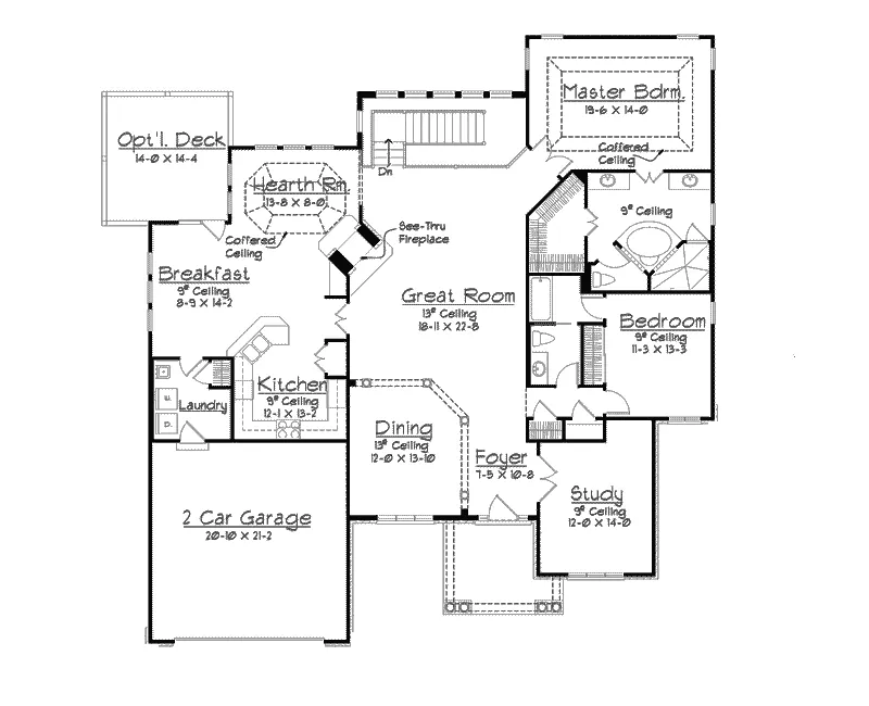 Southern House Plan First Floor - Barrington Cliff European Home 027S-0004 - Search House Plans and More