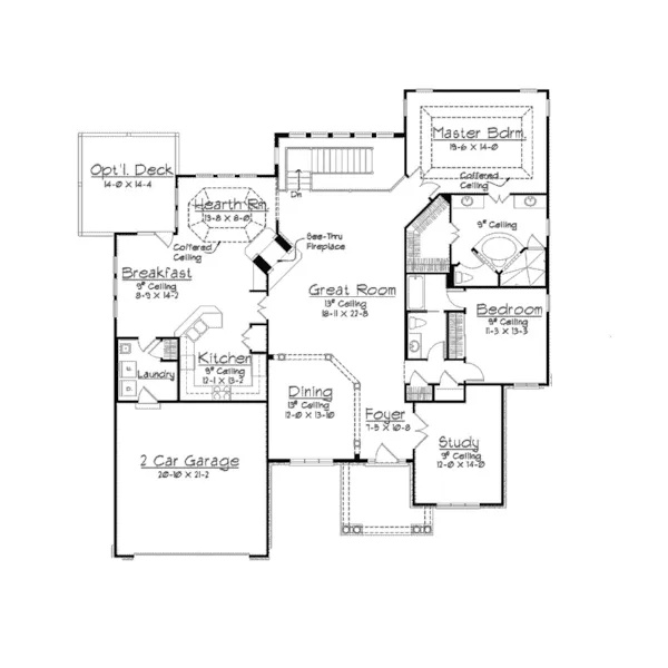 Craftsman House Plan First Floor - Barrington Cliff European Home 027S-0004 - Search House Plans and More