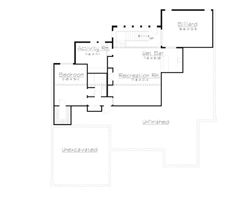 Arts & Crafts House Plan Lower Level Floor - Barrington Cliff European Home 027S-0004 - Search House Plans and More