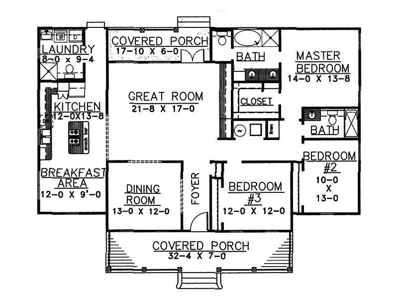 Country House Plan First Floor - Coopers Mill Southern Home 028D-0004 - Search House Plans and More