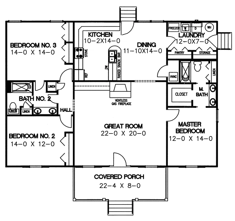 Traditional House Plan First Floor - Farmington Falls Ranch Home 028D-0006 - Search House Plans and More