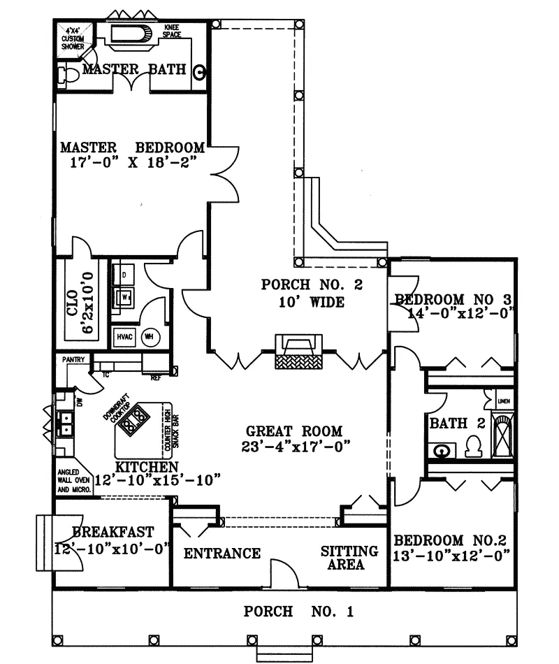 Ranch House Plan First Floor - Locke Mill Plantation Home 028D-0007 - Shop House Plans and More