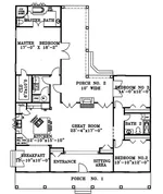 Ranch House Plan First Floor - Locke Mill Plantation Home 028D-0007 - Shop House Plans and More