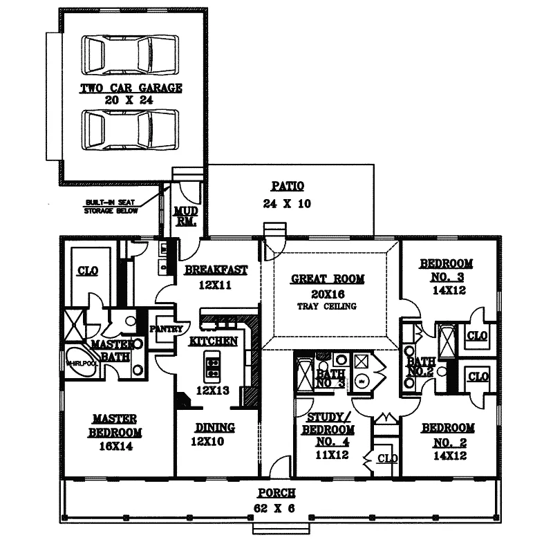 Country House Plan First Floor - Blythewood Place Acadian Home 028D-0008 - Search House Plans and More