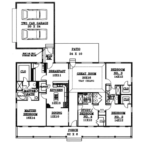 Farmhouse Plan First Floor - Blythewood Place Acadian Home 028D-0008 - Search House Plans and More