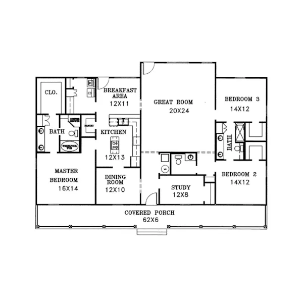 Country House Plan First Floor - Parsonfield Country Home 028D-0009 - Shop House Plans and More