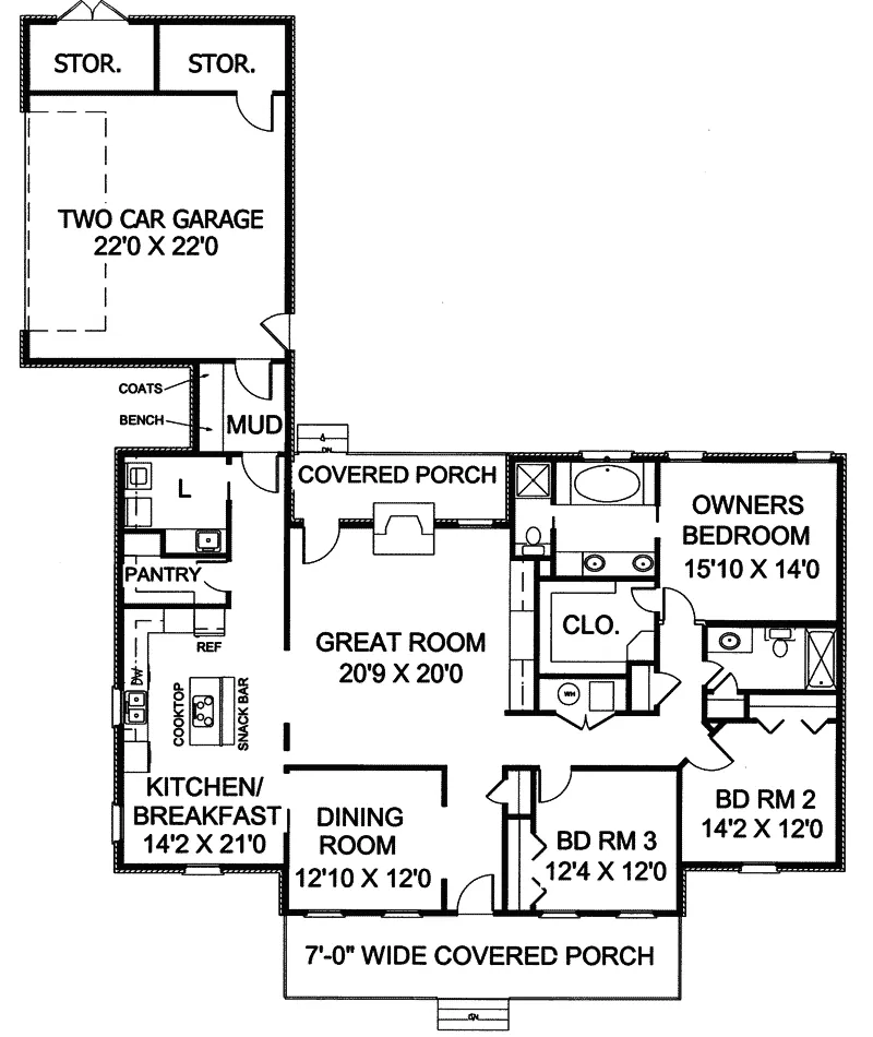 Southern House Plan First Floor - Gilcrest Southern Style Home 028D-0010 - Search House Plans and More