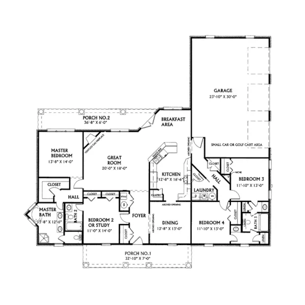 Southern House Plan First Floor - Goodwin Mill Colonial Home 028D-0012 - Search House Plans and More