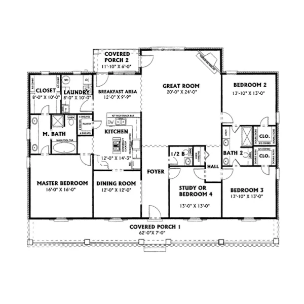 Traditional House Plan First Floor - Brewster Place Country Home 028D-0016 - Search House Plans and More