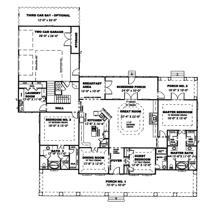Country House Plan First Floor - Dudley Park Southern Home 028D-0020 - Search House Plans and More
