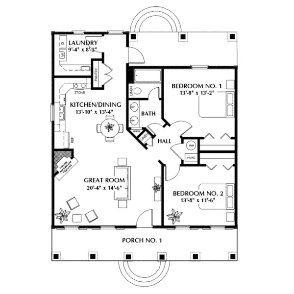 Vacation House Plan First Floor - Belle Creek Ranch Home 028D-0023 - Search House Plans and More