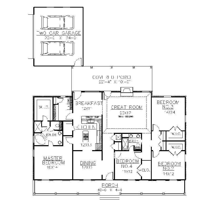 Acadian House Plan First Floor - Harbin Plantation Home 028D-0027 - Search House Plans and More