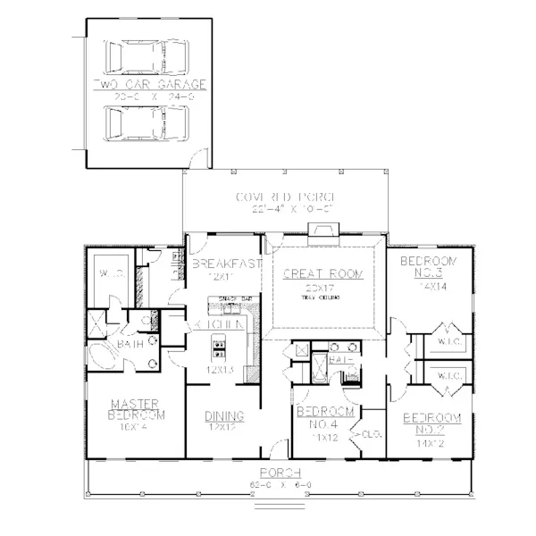 Acadian House Plan First Floor - Harbin Plantation Home 028D-0027 - Search House Plans and More