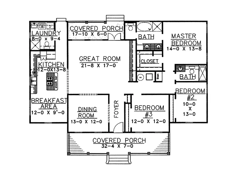 Traditional House Plan First Floor - Nickerson Southern Ranch Home 028D-0031 - Shop House Plans and More