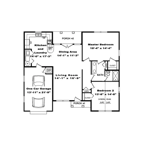 Ranch House Plan First Floor - Fairbury Ranch Home 028D-0033 - Search House Plans and More