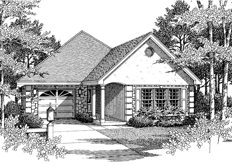 European House Plan Front Image of House - Fairmont Place Narrow Lot Home 028D-0034 - Search House Plans and More