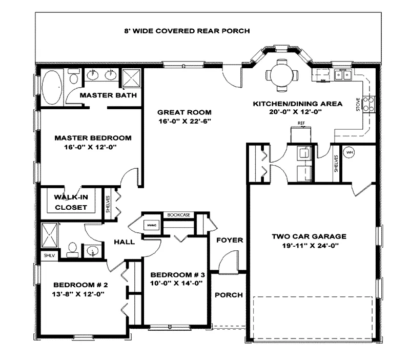 Sunbelt House Plan First Floor - Ainsworth Ranch Home 028D-0040 - Search House Plans and More