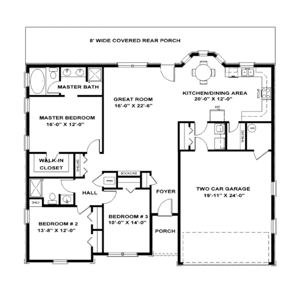 Southwestern House Plan First Floor - Ainsworth Ranch Home 028D-0040 - Search House Plans and More