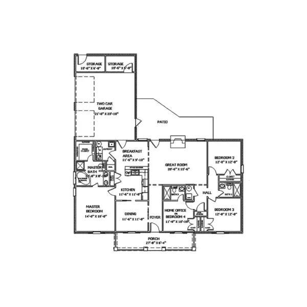 Traditional House Plan First Floor - Anselmo Ranch Home 028D-0042 - Search House Plans and More