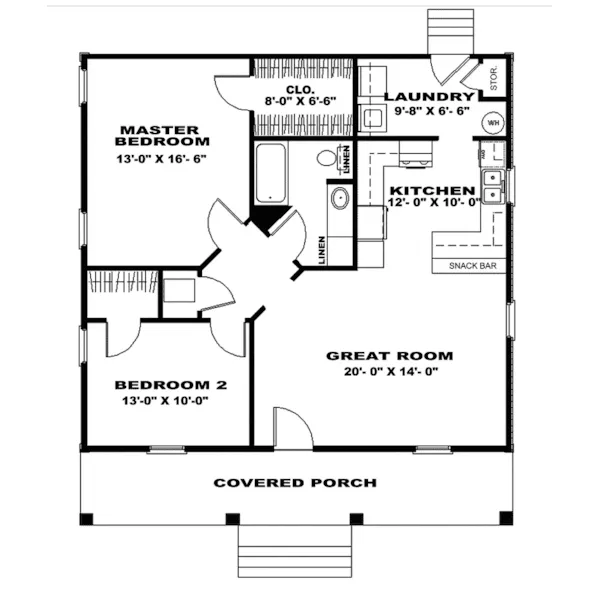 Vacation House Plan First Floor - Warren Grove Cabin Home 028D-0057 - Shop House Plans and More