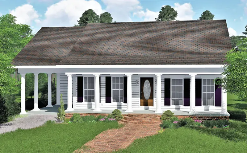 Neoclassical House Plan Front Image - Gilford Park Cottage Home 028D-0058 - Search House Plans and More