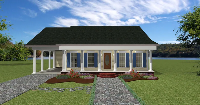 Colonial House Plan Front Photo 01 - Gilford Park Cottage Home 028D-0058 - Search House Plans and More